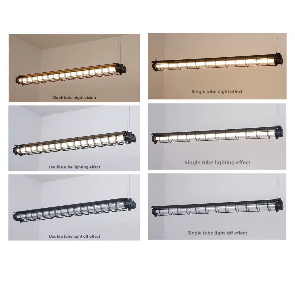 Modern Industrial LED Linear Pendant | Dual T8 Grid Office Lamp