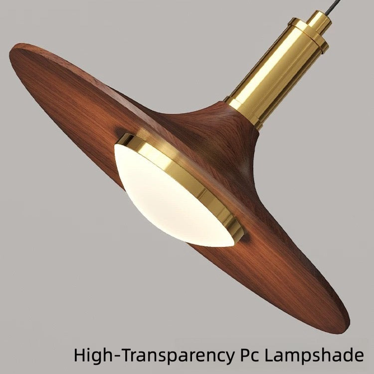 Retro UFO Wood Grain Pendant Light – Industrial Vintage Ceiling Lamp for Cafe & Living Room - XIAOZHE