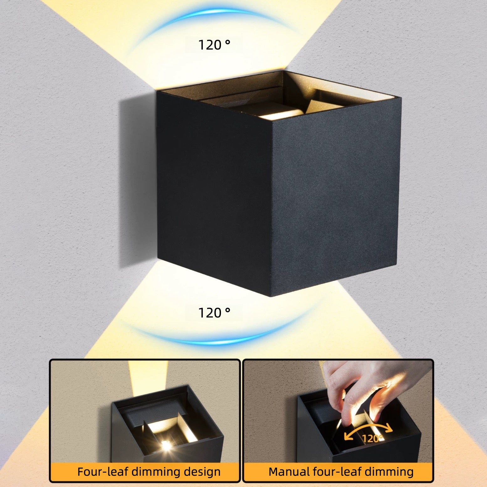 Modern Adjustable LED Wall Light for Bedroom | Minimalist Cube Wall Sconce for Living Room - XIAOZHE