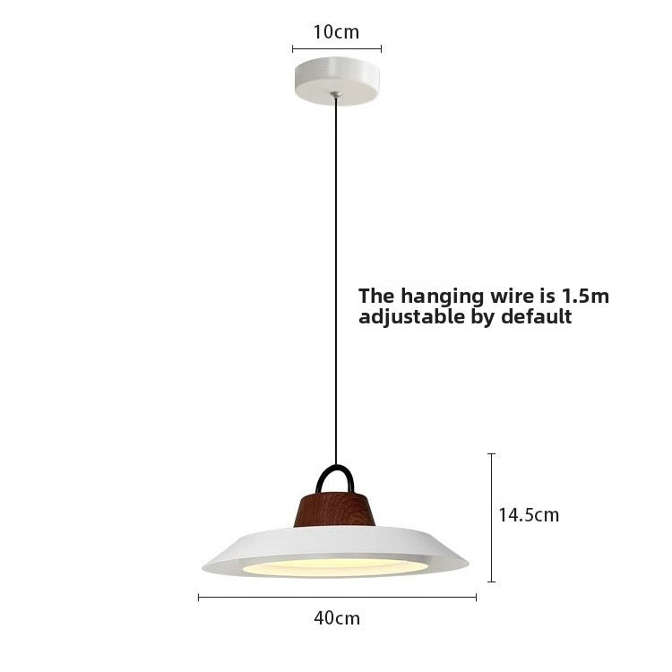 Soft Glow UFO Pendant Light – Mid-Century Modern Wood & Black Hanging Lamp - XIAOZHE