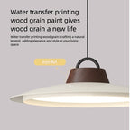 Soft Glow UFO Pendant Light – Mid-Century Modern Wood & Black Hanging Lamp - XIAOZHE