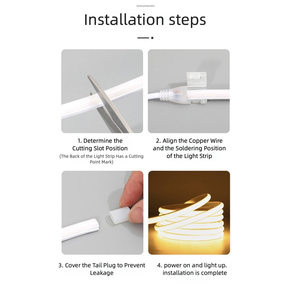 High CRI Silicone LED Neon Strip | IP65 Outdoor Waterproof Flexible Light for Bedroom & Signage - XIAOZHE