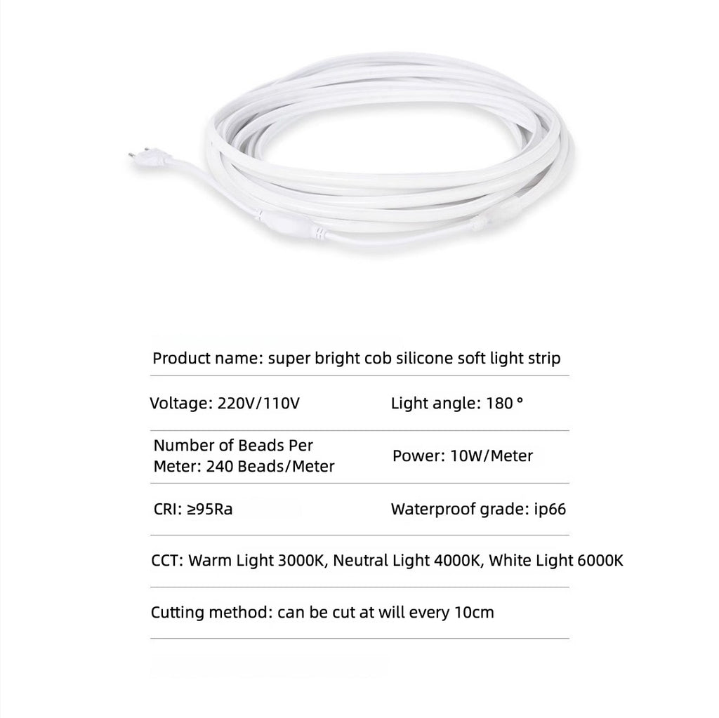 High CRI Silicone LED Neon Strip | IP65 Outdoor Waterproof Flexible Light for Bedroom & Signage - XIAOZHE