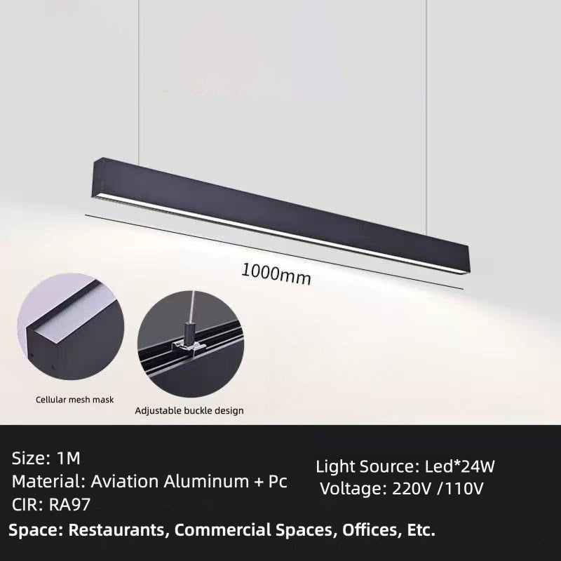 1M Linear LED Office Pendant | CRI 97 | Honeycomb Anti-Glare Lamp