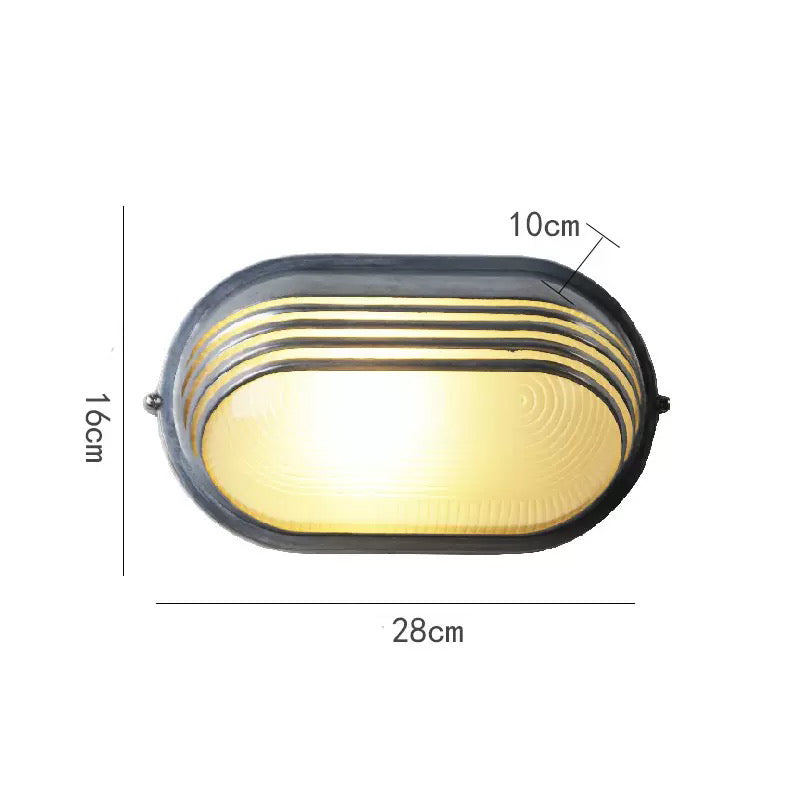 LED light Oval Industrial LED Wall Light with Glass - American Style Outdoor Waterproof - XIAOZHE