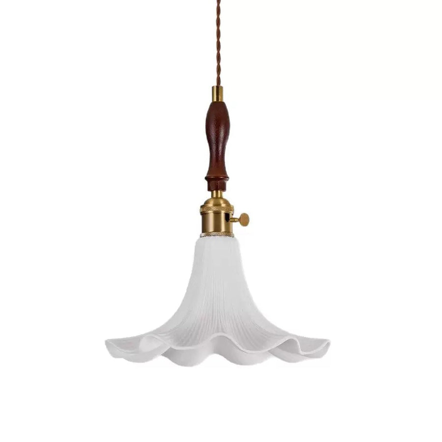 Vintage Petal Chandelier: Solid Wood Accent Light for Bedroom, Dining, Bar - XIAOZHE