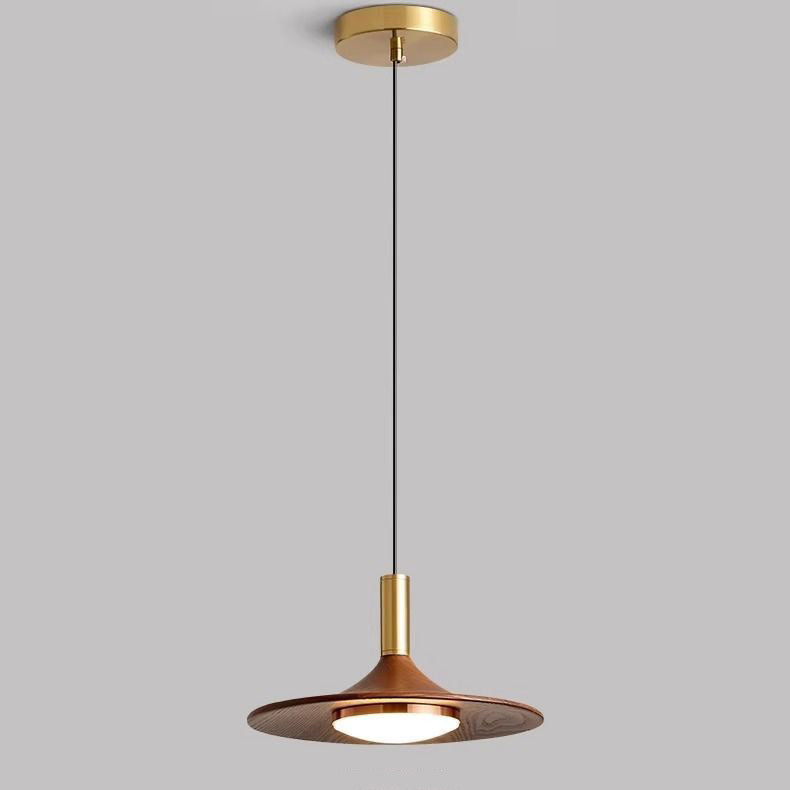 Retro UFO Wood Grain Pendant Light – Industrial Vintage Ceiling Lamp for Cafe & Living Room - XIAOZHE