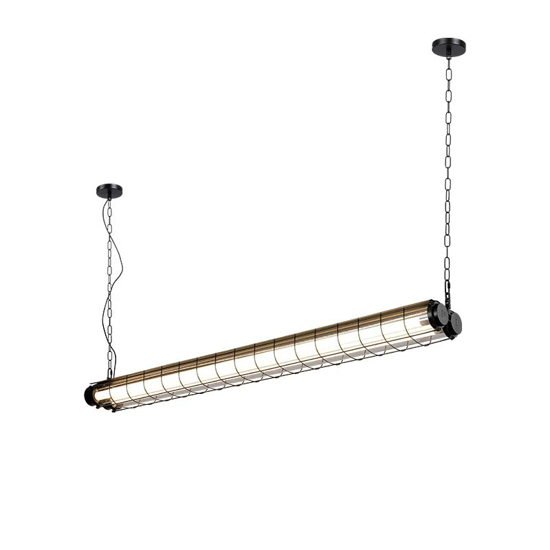 Modern Industrial LED Linear Pendant | Dual T8 Grid Office Lamp