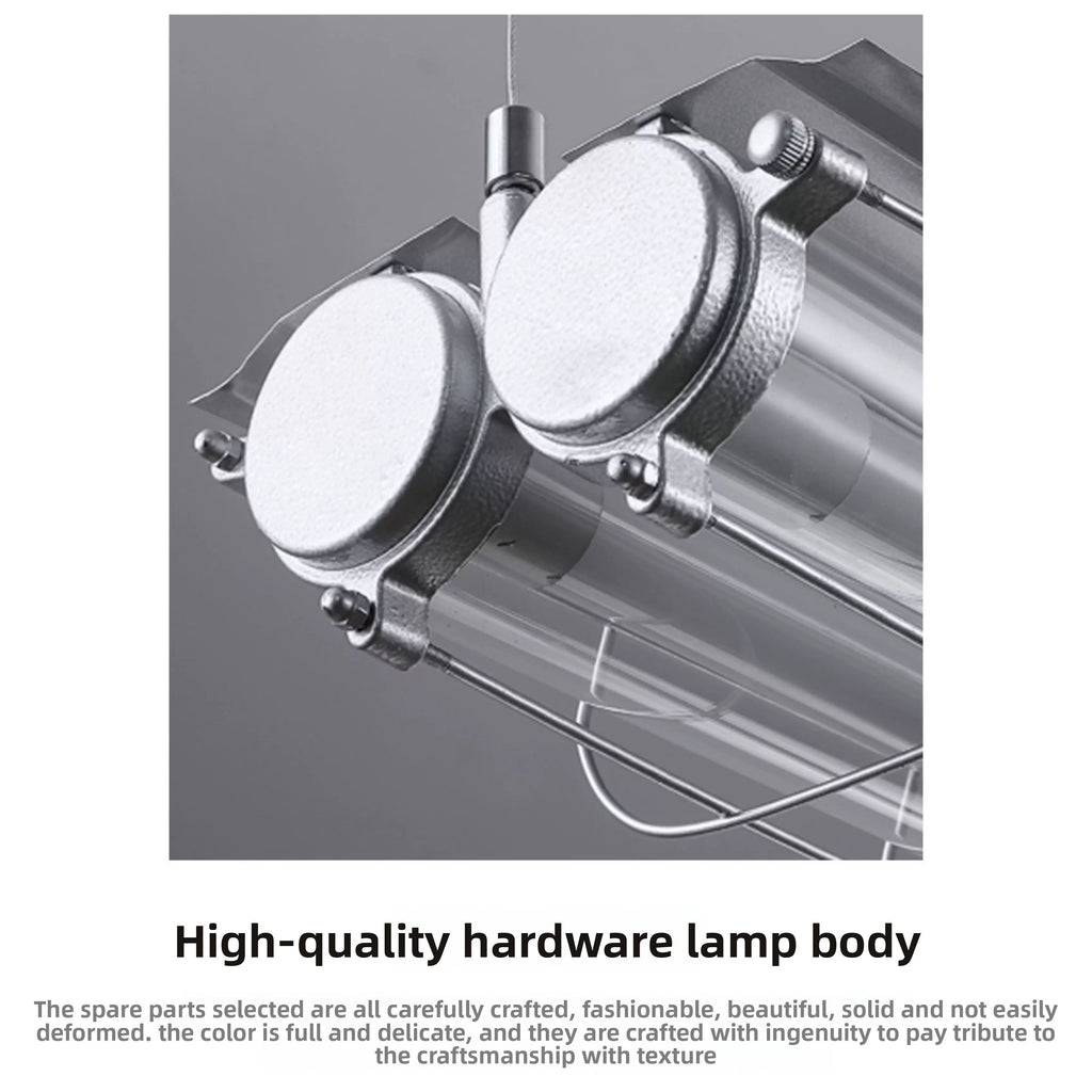 Modern Industrial LED Linear Pendant | Dual T8 Grid Office Lamp