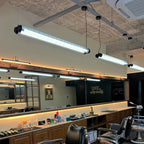 Modern Industrial LED Linear Pendant | Dual T8 Grid Office Lamp