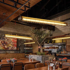 Modern Industrial LED Linear Pendant | Dual T8 Grid Office Lamp