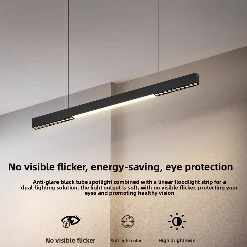 Minimalist Matte Black Linear Chandelier | 1M Architectural Light