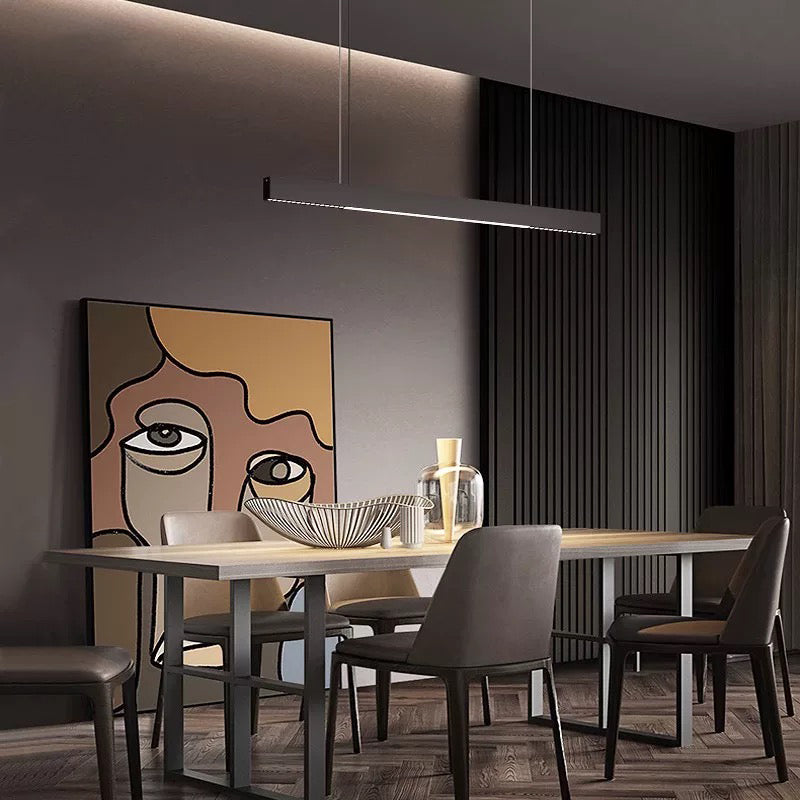 Minimalist Matte Black Linear Chandelier | 1M Architectural Light