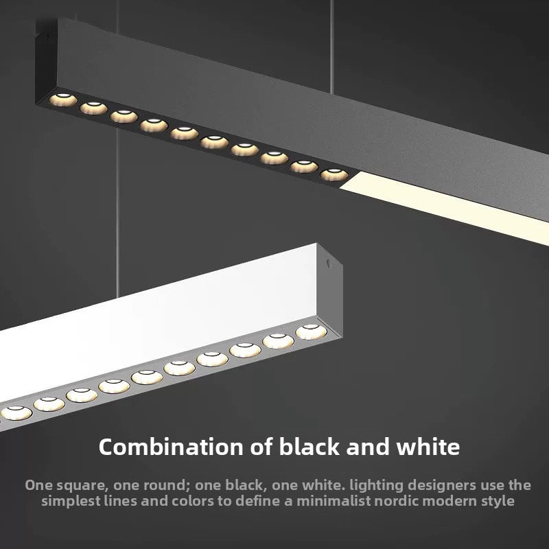 Minimalist Matte Black Linear Chandelier | 1M Architectural Light