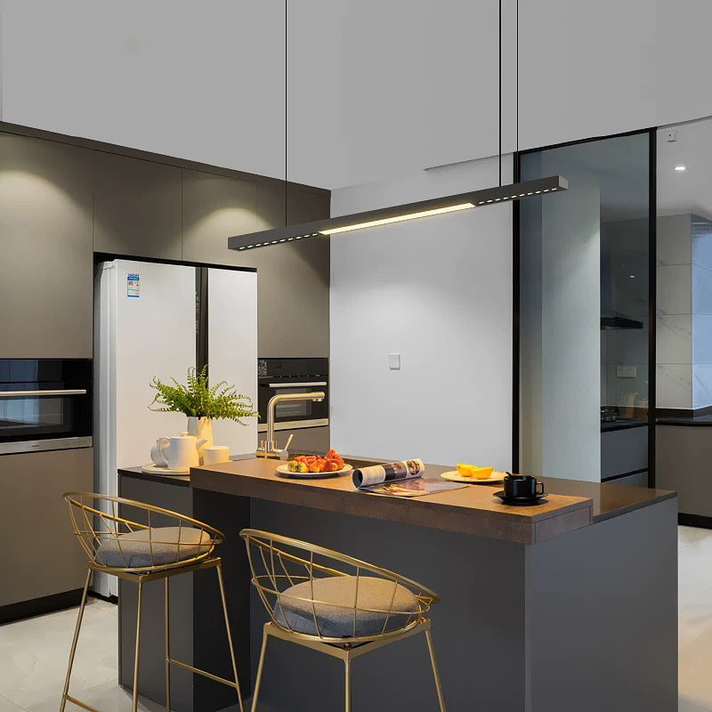 Minimalist Matte Black Linear Chandelier | 1M Architectural Light