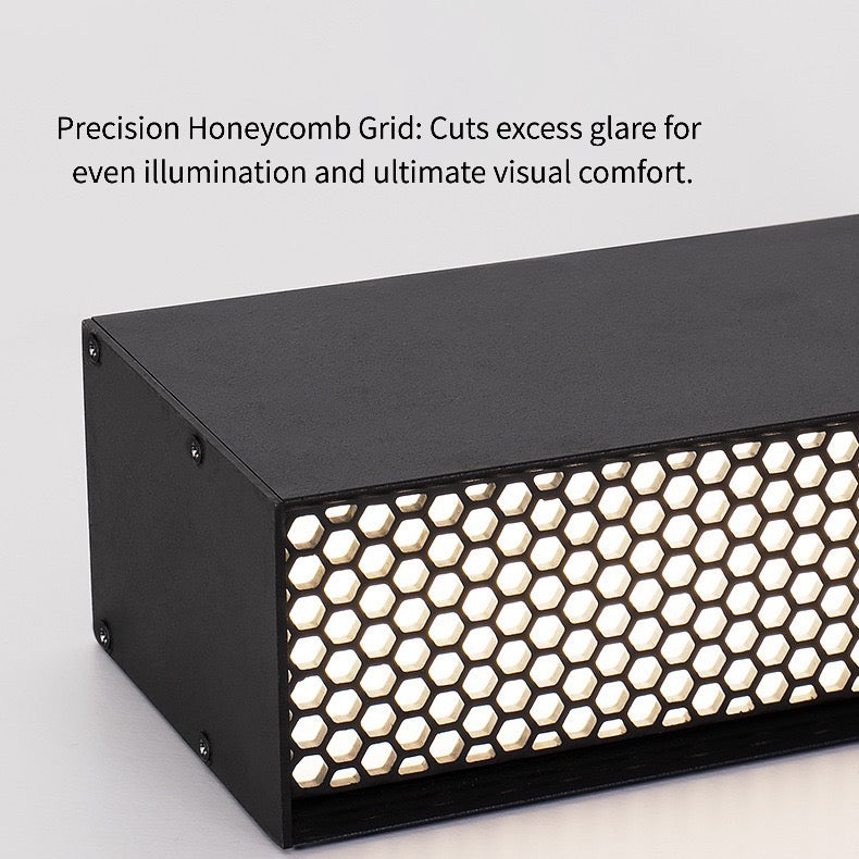 1M Linear LED Office Pendant | CRI 97 | Honeycomb Anti-Glare Lamp