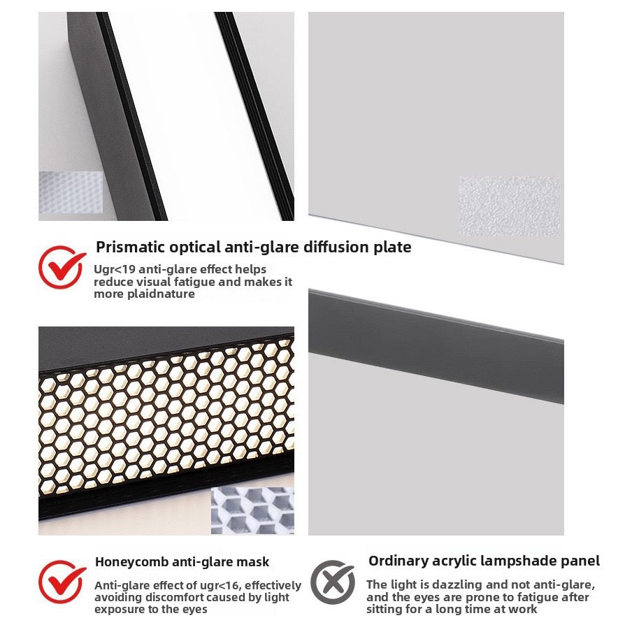 1M Linear LED Office Pendant | CRI 97 | Honeycomb Anti-Glare Lamp