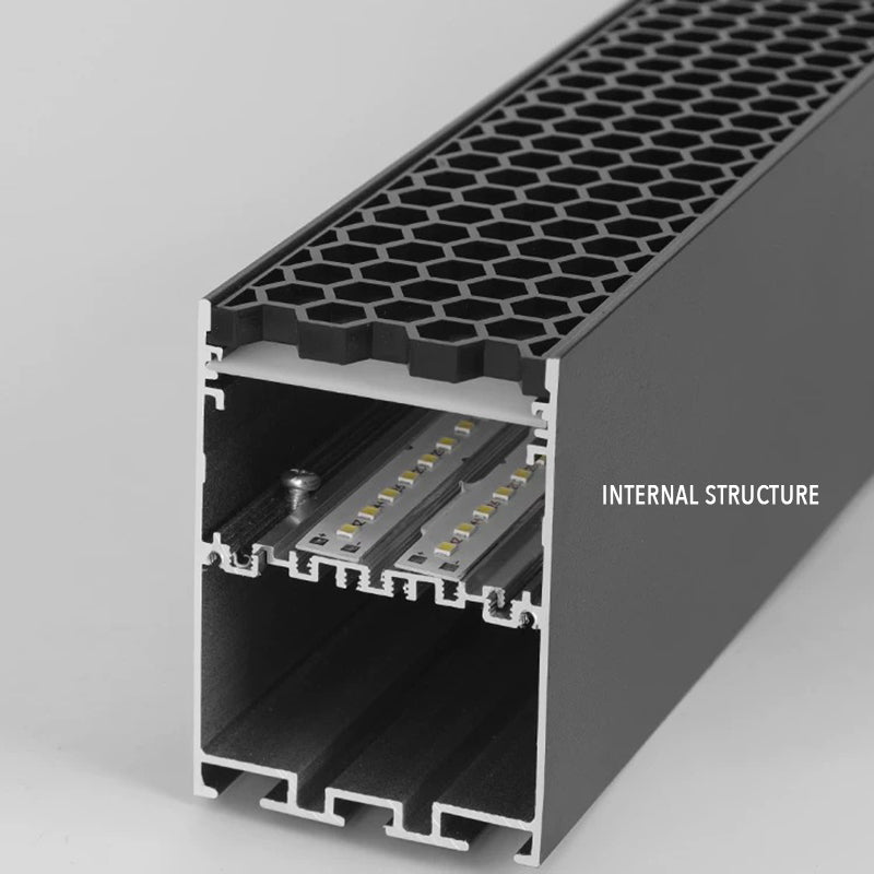 1M Linear LED Office Pendant | CRI 97 | Honeycomb Anti-Glare Lamp