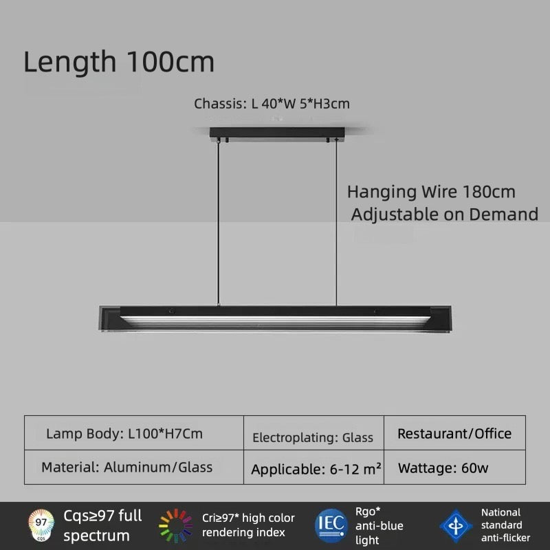 Full Spectrum LED Linear Pendant | CRI 97+ Anti-Blue Light Office Lamp