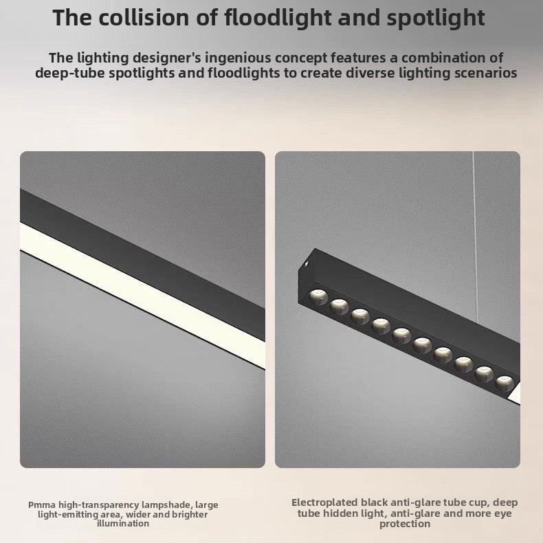 Minimalist Matte Black Linear Chandelier | 1M Architectural Light