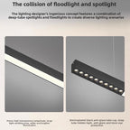 Minimalist Matte Black Linear Chandelier | 1M Architectural Light