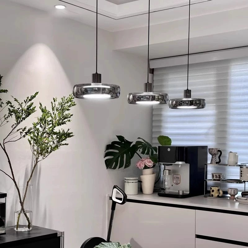 Automatic Height Adjustable Glass Pendant Light 22W LED