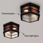 Vintage Hexagonal Ceiling Light – Glass Flush Mount Fixture (E27 ×3)