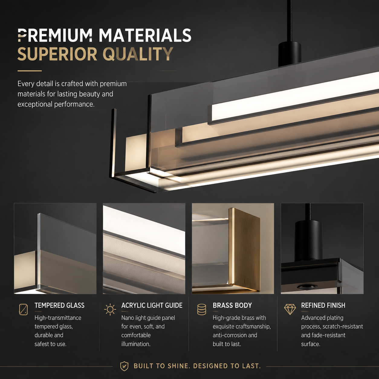 Full Spectrum LED Linear Pendant | CRI 97+ Anti-Blue Light Office Lamp