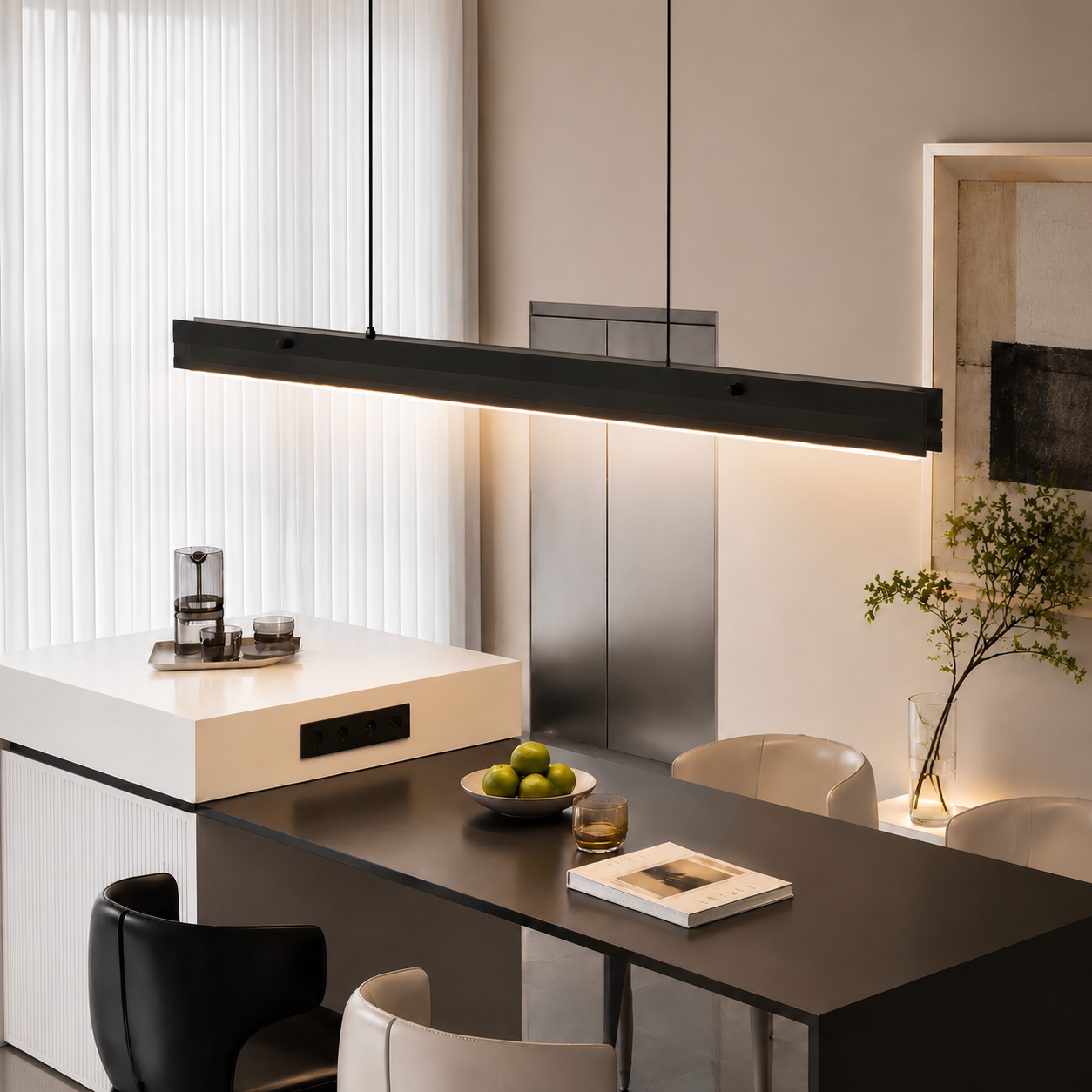 Full Spectrum LED Linear Pendant | CRI 97+ Anti-Blue Light Office Lamp