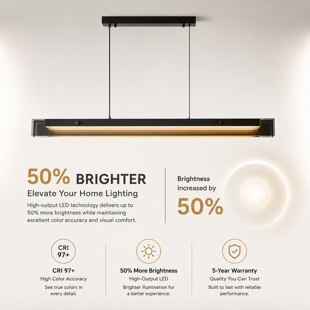 Full Spectrum LED Linear Pendant | CRI 97+ Anti-Blue Light Office Lamp