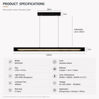 Full Spectrum LED Linear Pendant | CRI 97+ Anti-Blue Light Office Lamp