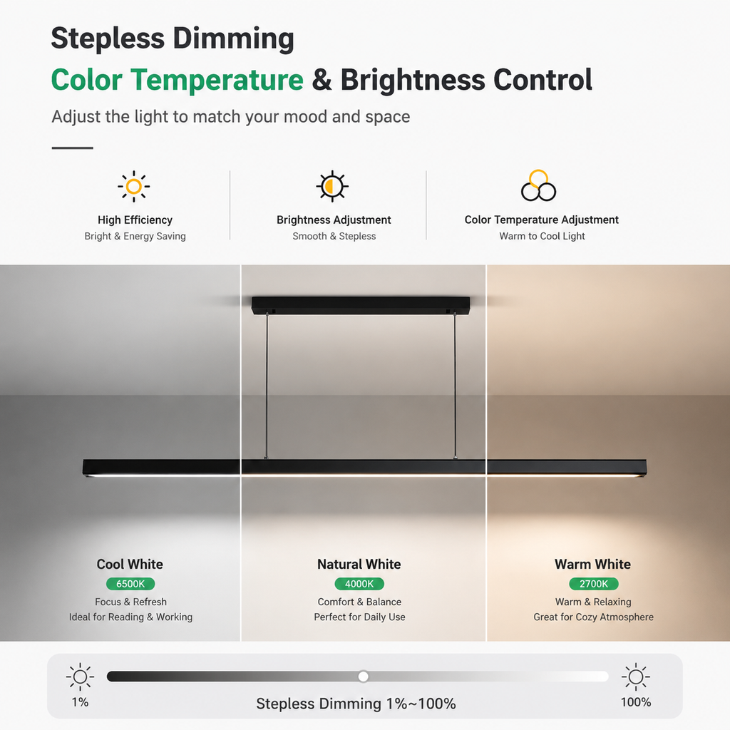 Architectural Linear Pendant Light – CRI97 High Color Accuracy