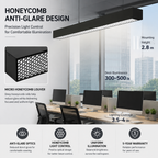 1.2M Linear LED Office Pendant | CRI 97 | Honeycomb Anti-Glare Lamp
