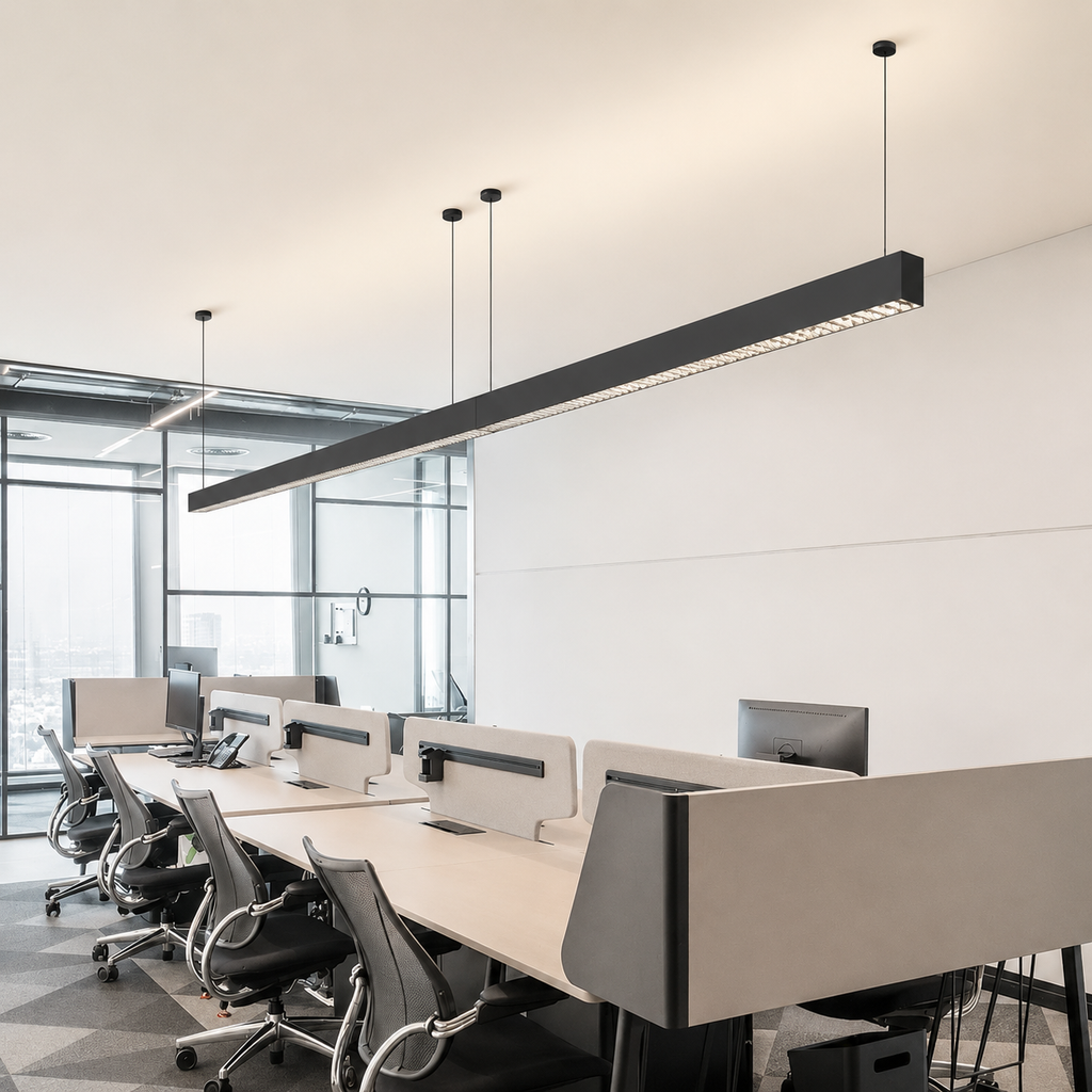 1.2M Linear LED Office Pendant | CRI 97 | Honeycomb Anti-Glare Lamp