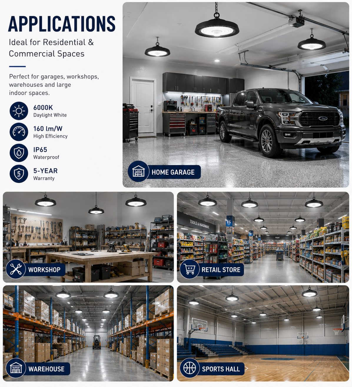 IP65 Radar Sensor LED High Bay Light | 100W–150W