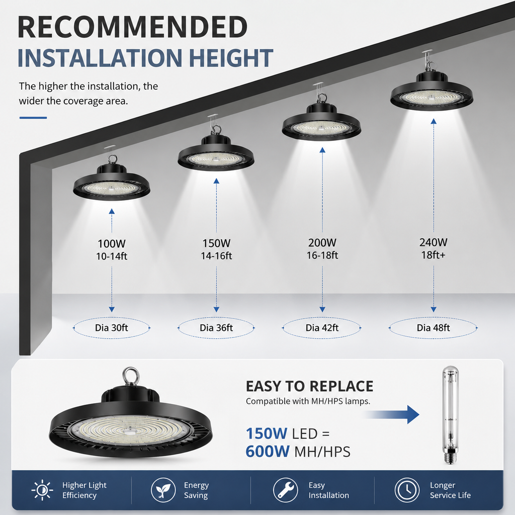 160 lm/W UFO LED High Bay Light – 100W/200W
