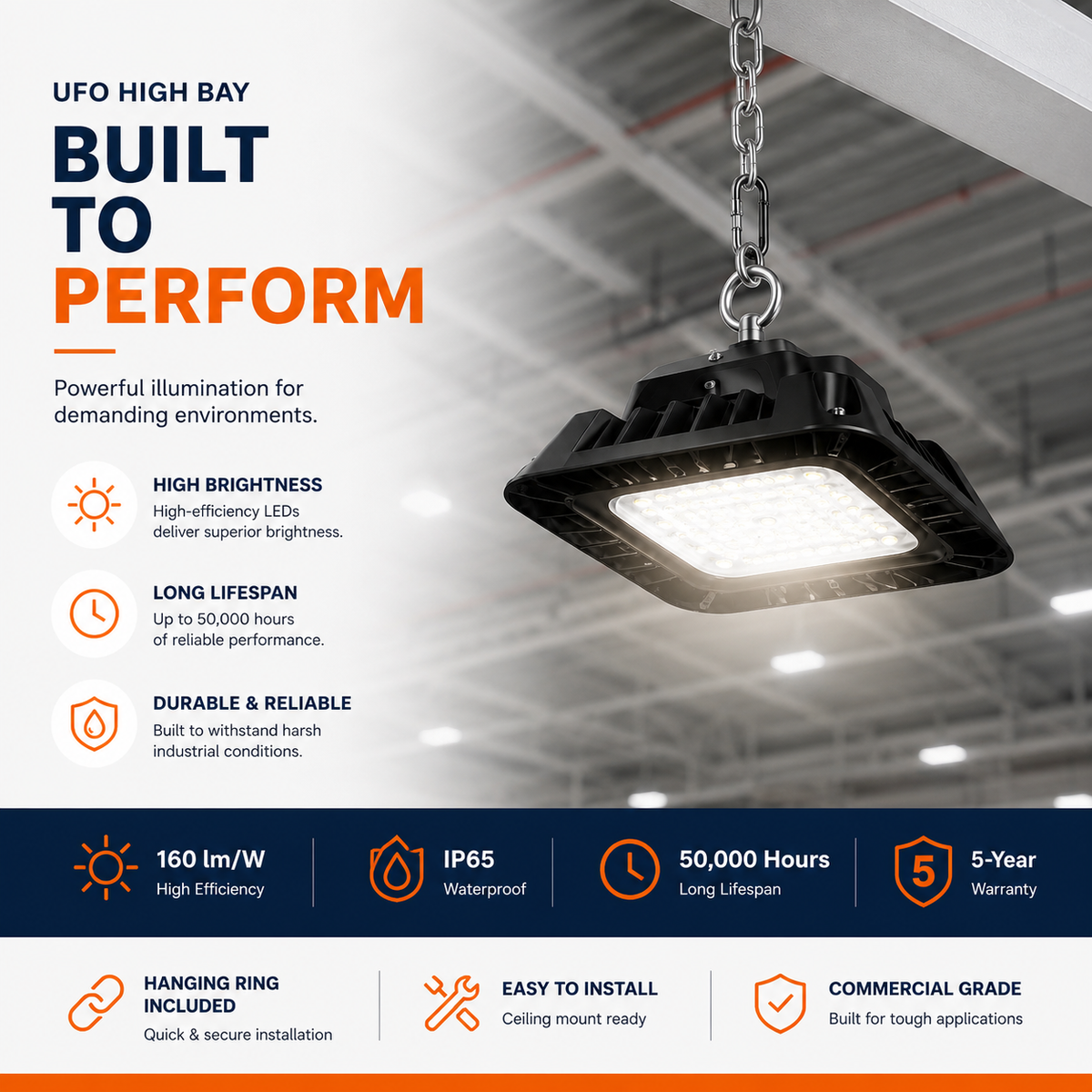 Commercial LED High Bay Light for Warehouses & Workshops