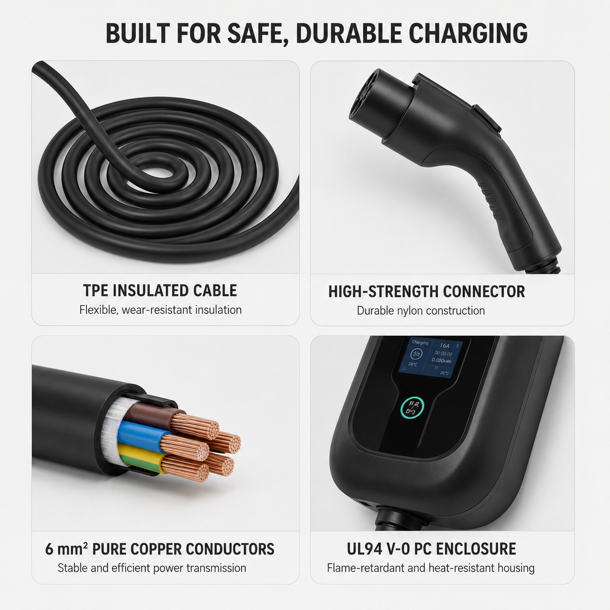 7kW Home EV Charger with 5m Cable – Type 1 or Type 2