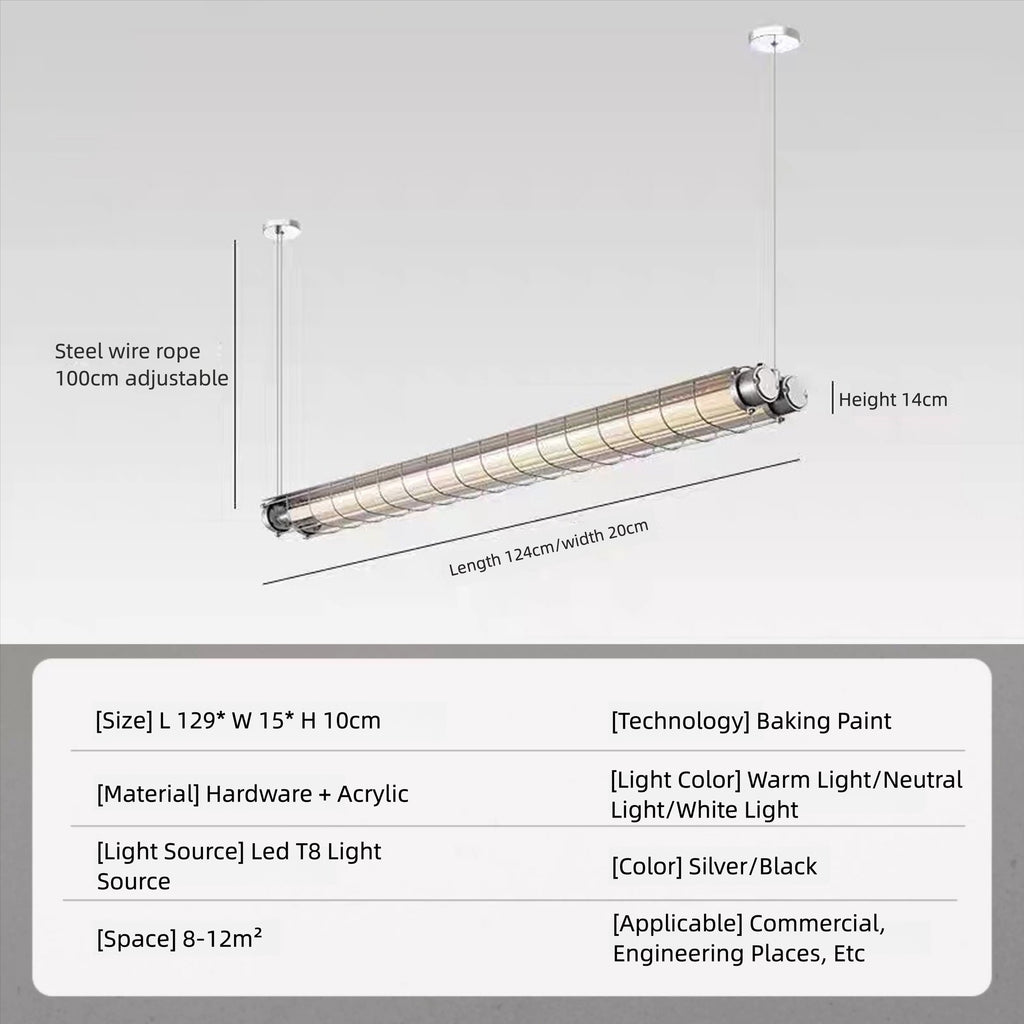 Modern Industrial LED Linear Pendant | Dual T8 Grid Office Lamp