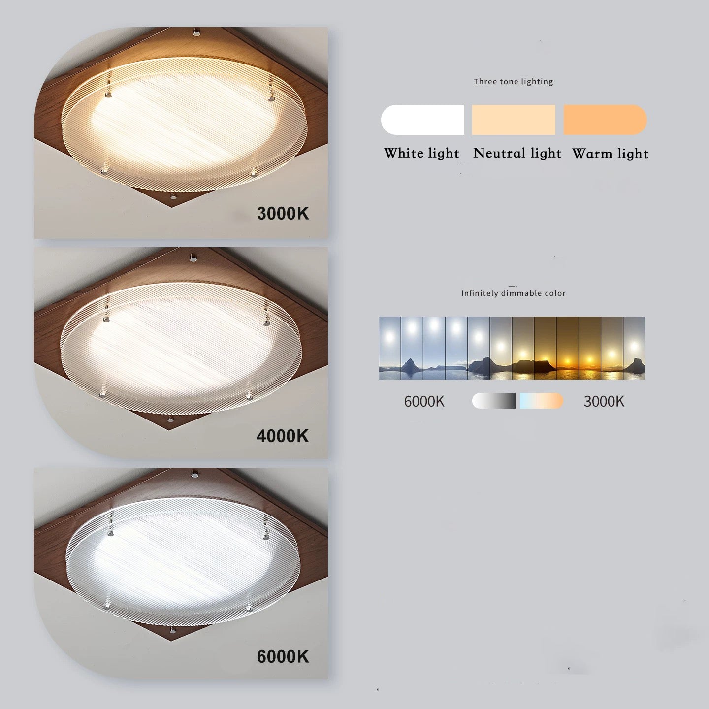 Walnut Wood Grain LED Flush Mount Ceiling Light - French Mid-Century Modern Style for Bedroom & Living Room - XIAOZHE