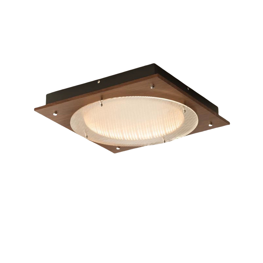 Walnut Wood Grain LED Flush Mount Ceiling Light - French Mid-Century Modern Style for Bedroom & Living Room - XIAOZHE