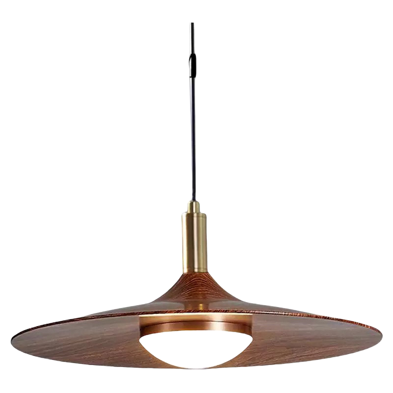 Retro UFO Wood Grain Pendant Light – Industrial Vintage Ceiling Lamp for Cafe & Living Room - XIAOZHE