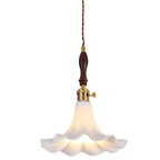 Vintage Petal Chandelier: Solid Wood Accent Light for Bedroom, Dining, Bar - XIAOZHE