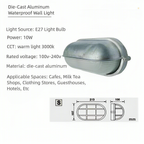 American Retro Oval Wall Lamp - IP65 Waterproof Outdoor Wall Light with Rustproof Metal & Glass - XIAOZHE