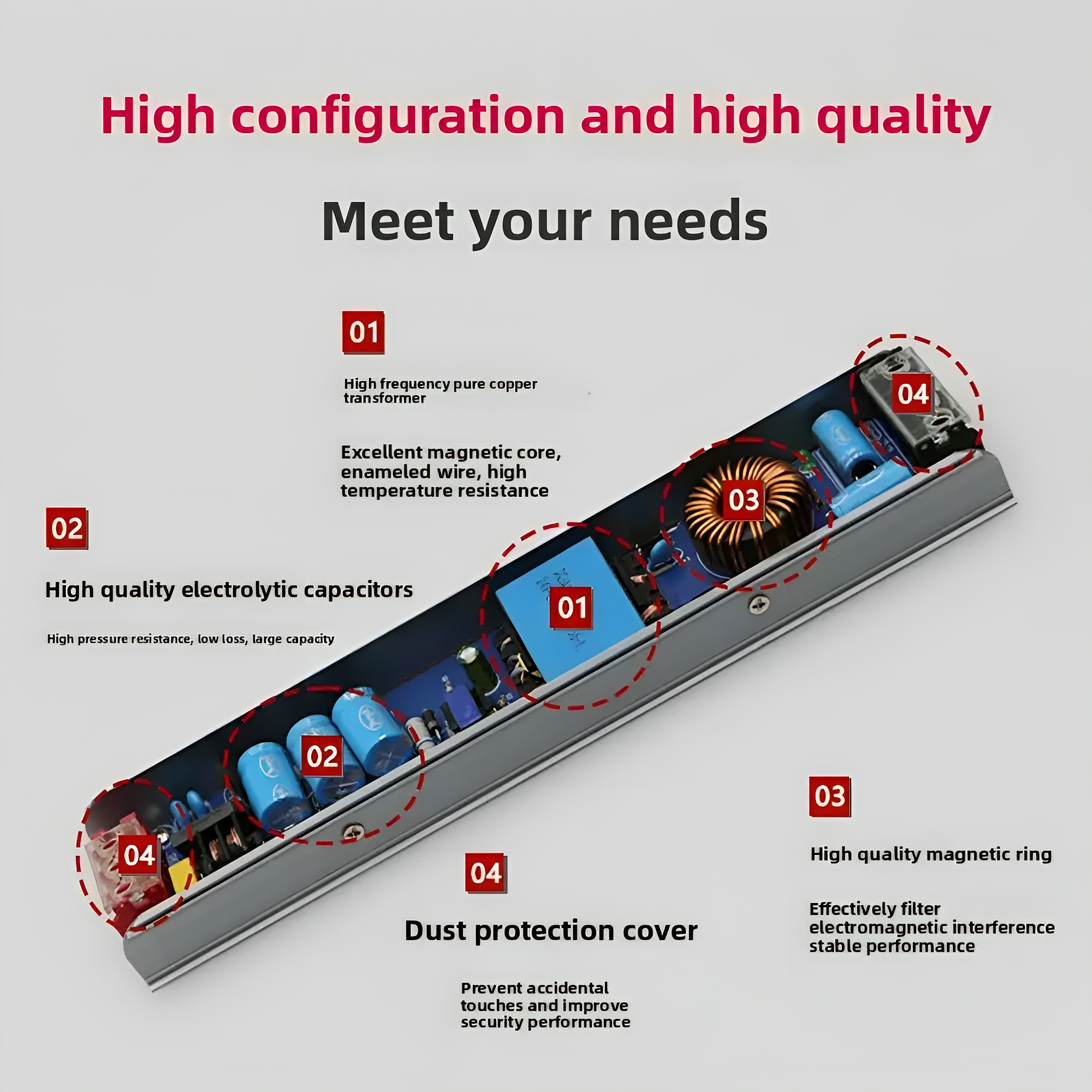LED power supply 12V/24V small transformer, CE and EMC certified, suitable for use in light strips - XIAOZHE