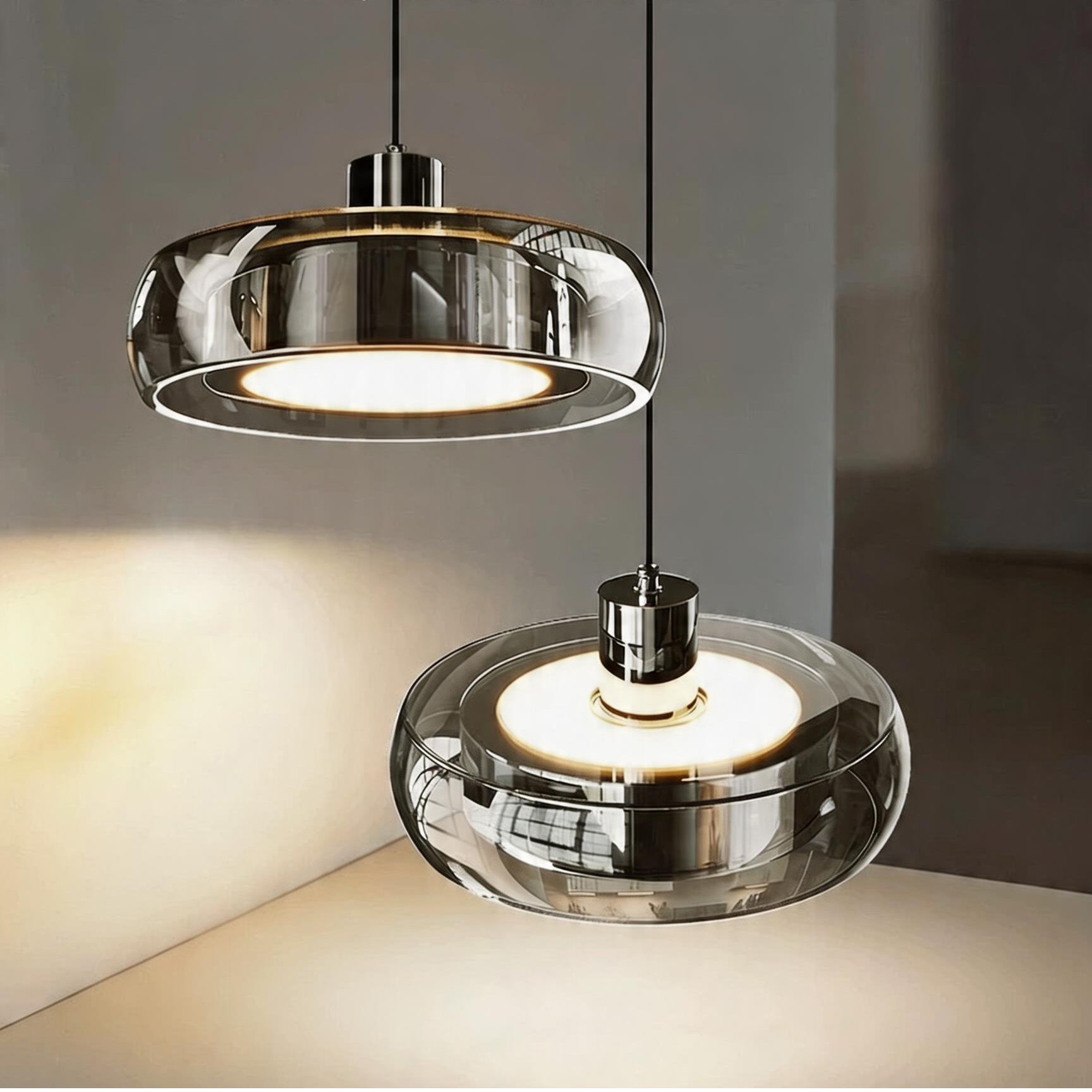 Automatic Height Adjustable Glass Pendant Light 22W LED