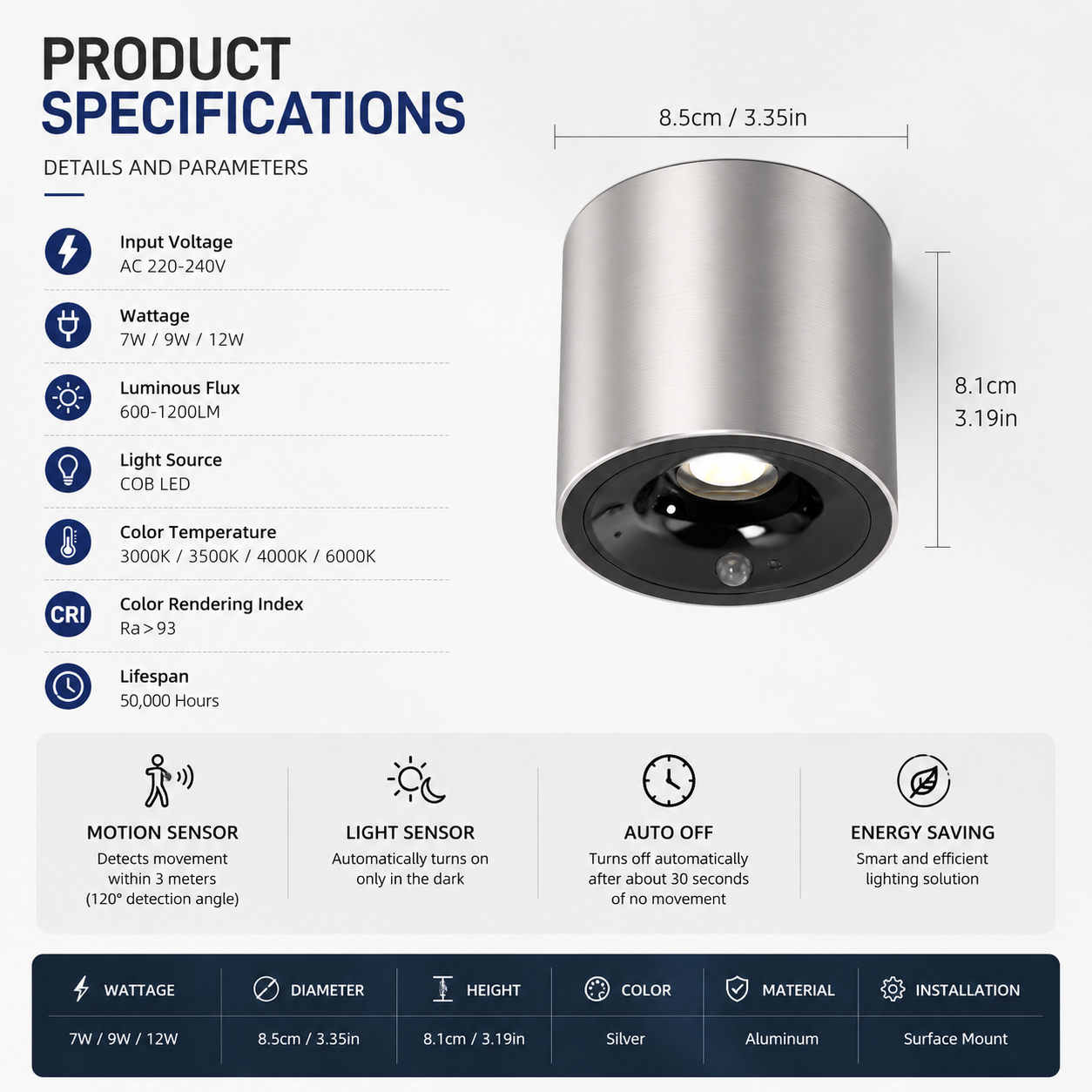 Motion Sensor Surface Spotlight | No-Main-Light Ceiling Design