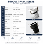 55mm Cutout Recessed LED Downlight Ra95 Anti-Glare