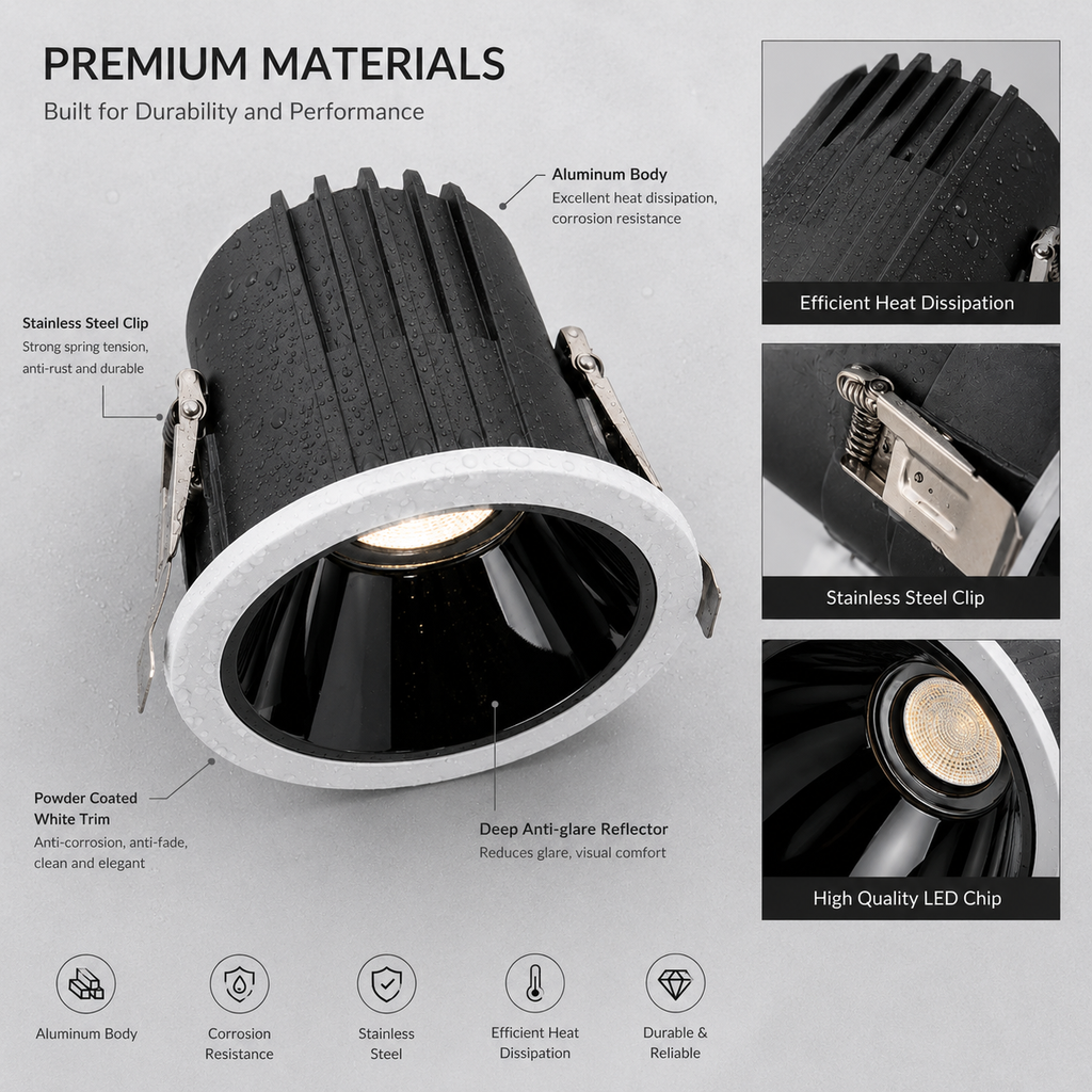 Modern Recessed Downlight IP65 Anti-Glare Ceiling Light