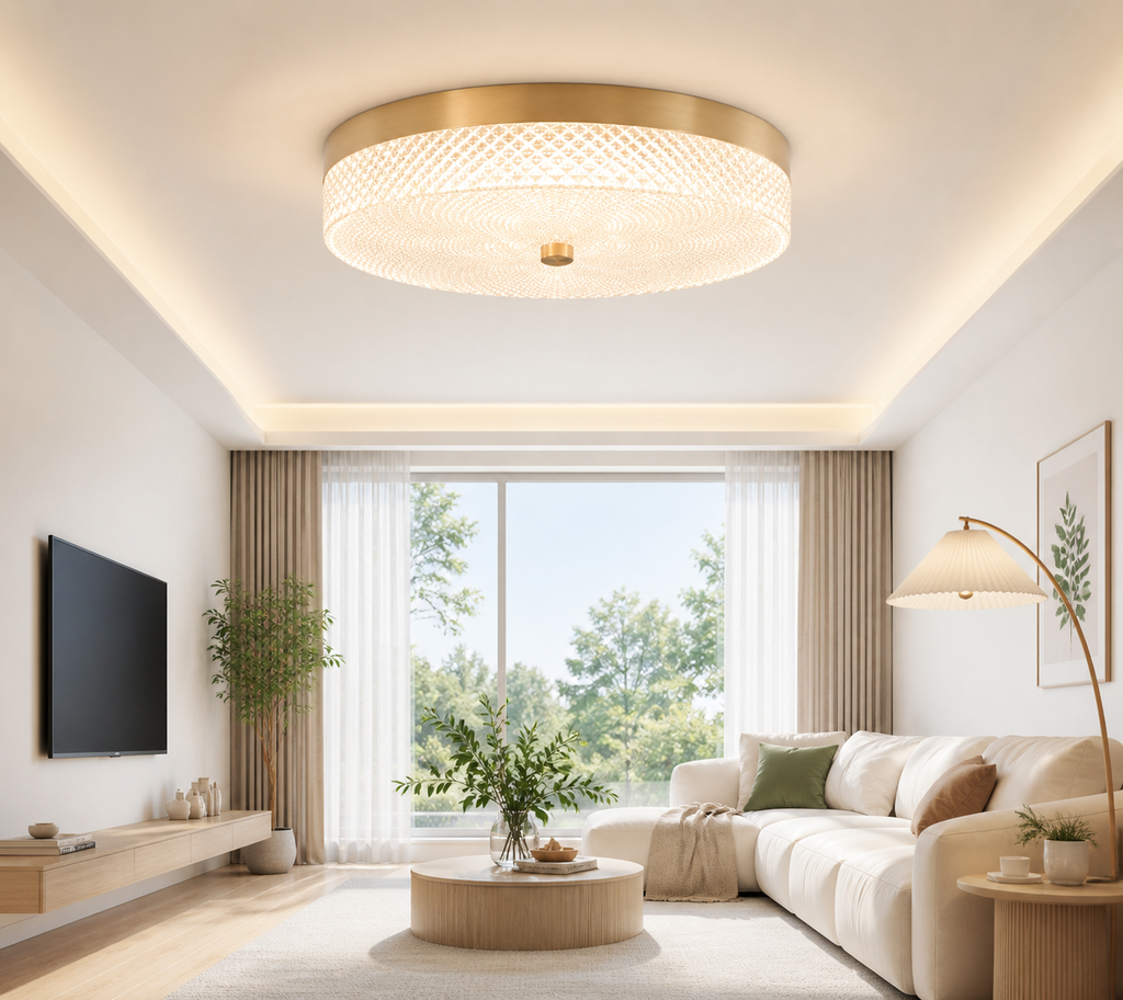 Modern Brass LED Ceiling Light with Remote Control